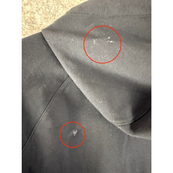 Old Navy Size M Dynamic Fleece Athleisure Hooded Sweater Black Short Sleeve - Picture 3 of 7